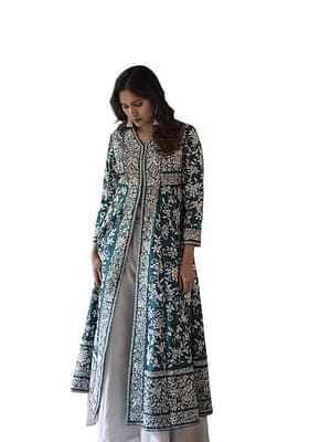Women's Cotton Embroidery A-line Kurti