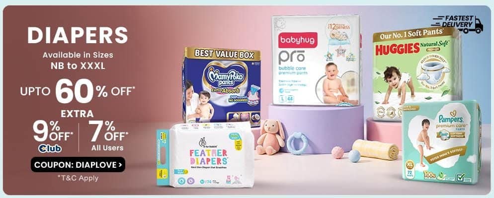 Get Extra 9% off on Bestselling Baby Diapers