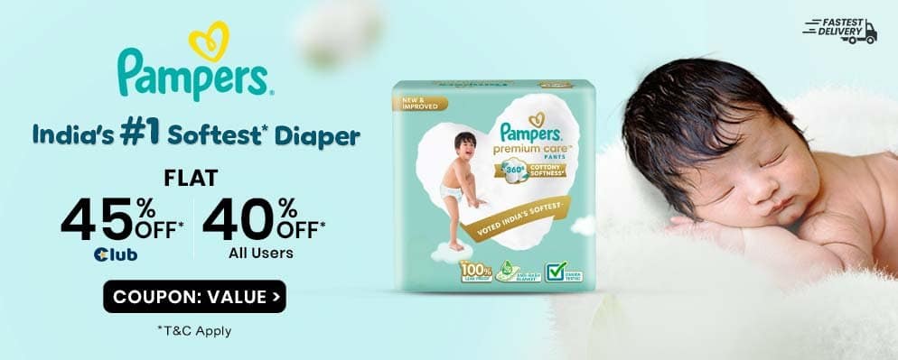 Get Upto 40% off on Baby Pampers