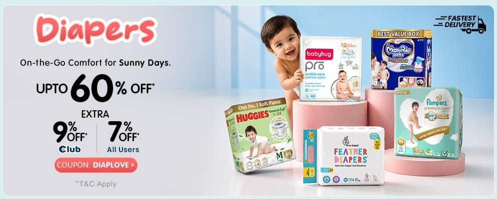 Get Additional 9% OFF on Bestselling Baby Diapers